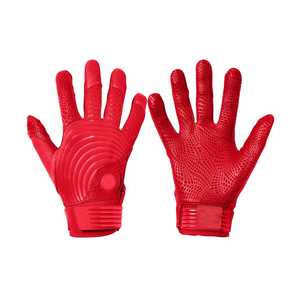 Full Finger Leather Baseball Gloves Pitcher Position Closed Web <b>Red</b> Non-Slip Hook Loop Closure Adults Right Handed All Seasons - Product Image 1