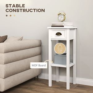 Tables consoles blanches à 2 niveaux, lot de 2 tables d'appoint avec tiroir et étagère pour salon et couloir - Product Image 5