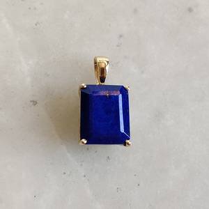 Pendentif en or 14 carats avec pierre de lapis-lazuli naturelle taille octogonale 10x12mm, bijoux de mode pour femmes, pendentif en pierre précieuse de luxe, bijoux en gros - Product Image 3