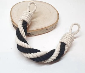 Black & White Cotton Rope Curtain Tieback – Handmade Twist Holdback - Product Image 1