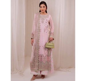 Ssumaira <b>Present</b> Omara festive <b>eid</b> collection by Nureh Embroidered Embellished silk & chiffon jacquard collection Anarkali - Product Image 1