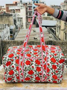 Women's Large Duffel/Weekender Bags <b>Rope</b> Handle Cotton Printed Quilted Overnight Bag Unique Gifts Boho Cotton Gym Shopper - Product Image 4