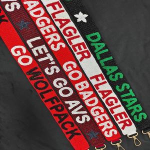 Correa de Bolso Deportiva Rectangular de Algodón con Cuentas de Cristal Go Hogs, Accesorio de Bolso Elegante Hecho a Mano con Personalización para el Día del Partido - Product Image 5