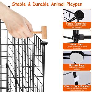 Recinto per Animali di Piccola Taglia, Box in Metallo per Cani di Piccola e Media Taglia, Gattini, Cuccioli, Porcellini d'India, Conigli, con Porta - Product Image 3