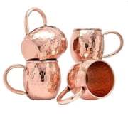 Hammered Copper Mug <b>Cup</b> <b>With</b> Handle Vintage Style Drinkware for Party Heat Resistant Cocktail Beer Mug Set of 4 - Product Image 4