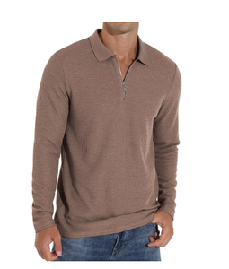 <b>Men's</b> Long Sleeve Striped Polo <b>Shirt</b> Cotton Knitted Button Collar Casual Style 2027 - Product Image 1