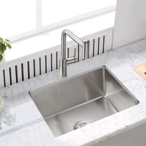 Fregadero de cocina de un solo tazón de acero inoxidable 304 hecho a mano, resistente a la oxidación, a prueba de arañazos, drenaje silencioso para cocinas caseras - Product Image 5