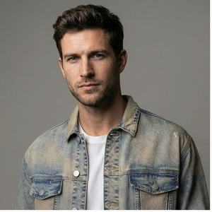 แจ็กเก็ตยีนส์วินเทจของผู้ชายกางเกงยีนส์ซักได้แบบมีรอยขาดแฟชั่นสไตล์สบายๆสำหรับฤดูหนาวขายส่ง - Product Image 1