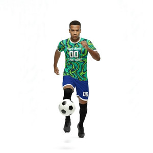 Ensemble de maillots de football à imprimé animal printanier 100 % polyester sublimé, séchage rapide, protection UV, avec nom d'équipe personnalisé - Product Image 4