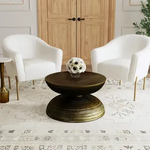 Table basse de luxe en métal faite à la main avec structure en acier inoxydable doré brossé et plateau en marbre blanc de qualité supérieure – Design commercial en métal - Product Image 3