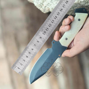 Navaja de bolsillo plegable de acero de Damasco personalizada, mango de Micarta G10, alta calidad 58HRC, para uso exterior, con funda de cuero, proveedor - Product Image 4