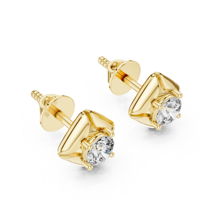 Pendientes de Diamantes Cultivados en Laboratorio Directo de Fábrica, Solitario Redondo, Diamante CVD, Oro de 14K y 18K, Pendientes Geométricos en Forma de Cometa - Product Image 3