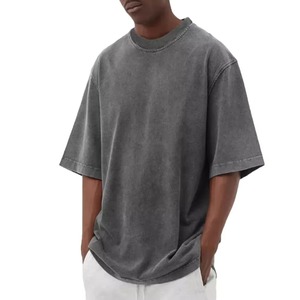 T-shirt décontracté pour homme, coupe ample, couleur unie, manches courtes, col rond, 100% coton, tricoté, teinture unie - Product Image 6