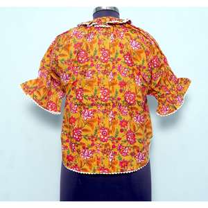 Blusa Floral Vintage Dulce de Estilo Coreano para Mujer, Prenda Exterior de Alta Calidad, Transpirable, 100% Algodón Ecológico, con Mangas Campana - Product Image 6