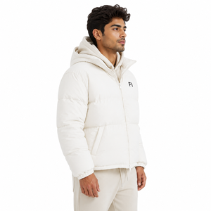 Custom Hooded Puffer Jacket Windproof Polyester <b>Bubble</b> Casual Winter <b>Coat</b> Zipper Front Logo Design Wholesale Men's Jackets USA - Product Image 2