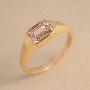 Light Pink Emerald Cut Lab Grown Diamond Bezel Set Platinum Solitaire Engagement Ring IGI Certified Luxury Minimalist Fine - Product Image 5