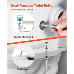 Kit di bulloni per sedile WC in acciaio inossidabile resistente da 2 pezzi, bulloni universali di ricambio per cassetta WC con viti, bulloni per mobili - Product Image 2