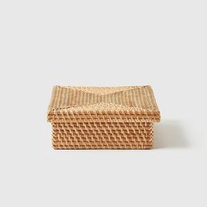 Cajas de ratán ecológicas, juego de cajas cuadradas de almacenamiento, cesta organizadora multiusos con tapa extraíble - Product Image 3