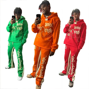 Chándal gótico para hombre con lavado ácido, cuello con capucha, corte ajustado, informal - Product Image 1