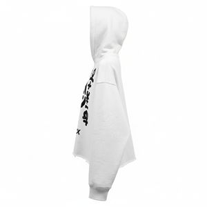 Maßgeschneidertes Damen Crop Top Hoodie Acid Wash Fleece 500gsm Polyester/Baumwolle Puff Print Boxy Fit Distressed Raw Hem Streetwear - Product Image 4