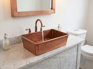Évier de comptoir en cuivre martelé fait main, lavabo moderne en métal durable pour salle de bain - Product Image 4