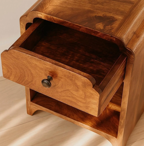 Vente flash - Table de chevet en bois massif de mangue de style antique rustique, artisanat indien avec peintures à la main pour meubles de chambre - Product Image 3