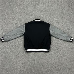 Blouson universitaire personnalisé avec strass, insigne bouclier à police gothique, manches en cuir craquelé et bordures robustes - Product Image 5