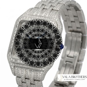 นาฬิกา Cartier รุ่นโบราณ ประดับเพชร ตัวเรือนโลหะผสม กระจกแซฟไฟร์ ขนาด 30 มม. หน้าปัดทรงสี่เหลี่ยม ระบบควอตซ์ สายสแตนเลสสตีล ตัวล็อคแบบ Deployment Clasp สำหรับทั้งชายและหญิง ระดับหรูหรา - Product Image 1