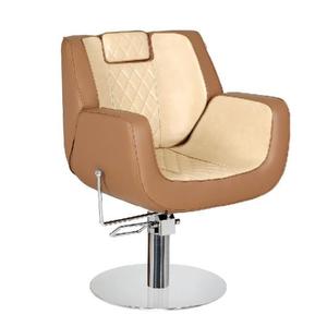 Sillón de Salón Hidráulico Ajustable de Cuero Marrón con Respaldo y Base Redonda para Barbería o Salón de Belleza - Product Image 4