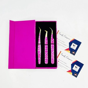 Professional Stainless Steel Precision Paper Coated Tweezers 10mm Durable Sharp Tips <b>Eyelash</b> <b>Extension</b> Volume <b>Mink</b> Pink - Product Image 1