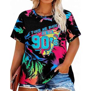 Camisetas de talla grande para mujer, camiseta vintage neón, atuendos de discoteca, camisetas gráficas de hip hop - Product Image 1