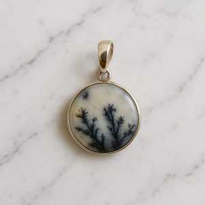 Natural Dendrite Opal Bezel Setting <b>Charm</b> Pendant Handmade 925 Sterling <b>Silver</b> Gold/<b>Silver</b> Plated Vintage Style Third Party - Product Image 6