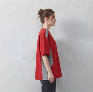 Cheap Price Women's Red Raglan Sleeve T-<b>Shirt</b> With <b>Flame</b> Logo Casual Loose Fit Crew Neck Short Sleeve Cotton Top All Seasons - Product Image 5