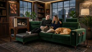 Canapé modulable pour animaux <span class=keywords><strong>de</strong></span> compagnie avec niche intégrée pour chat, tissu résistant aux griffures, canapé familial moderne pour propriétaires <span class=keywords><strong>de</strong></span> chats et <span class=keywords><strong>de</strong></span> chiens - Product Image 2