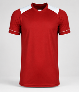 Camiseta de Fútbol Unisex Roja con Cuello en V, Manga Corta, Absorbe la Humedad, 100% Poliéster, Ropa Deportiva, Primavera Verano, Corte Holgado, Secado Rápido - Product Image 1