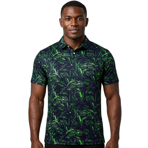 Polo décontracté pour homme à manches courtes avec imprimé, design en polyester tissé respirant - Product Image 6