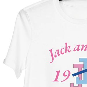 T-shirt blanc à col rond et manches courtes pour femme avec logo brodé Jack and Jill 1938, tee-shirt décontracté en coton, streetwear quotidien - Product Image 6