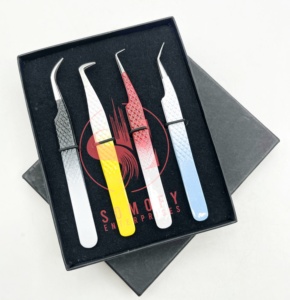 Latest Custom Colors Non-Slip Stainless Steel Volume Lash <b>Tweezers</b> with New Fiber Tip for Eyelash Extension - Product Image 5