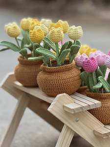 Fleurs en crochet faites à la main plantes en pot fleurs artificielles pour toujours pour Noël décorations pour la maison OEM fait Vietnam grand cadeau - Product Image 4