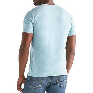 T-shirts pour hommes à col en V, coupe ajustée, avec logo personnalisé, prix de gros, grande taille, avec poches, 100% coton - Product Image 6