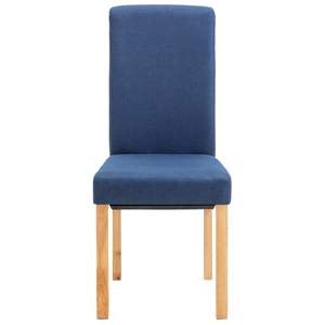 Juego de 4 Sillas de Comedor de Tela Azul y Madera, Diseño Ergonómico Mediano - Product Image 4