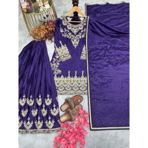 Top de fiesta de mujer de diseñador y conjunto Dupatta elegante Plazzo con hermosos adornos - Product Image 1