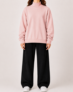 Sudadera de Cuello Alto para Mujer, Mezcla de Algodón Relajada, Prenda Premium para Uso Diario, Fabricante OEM ODM - Product Image 1