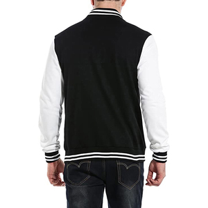 OEM Custom Letterman Bomber Varsity <b>Jacket</b> for <b>Men</b> <b>White</b> Black Geometric Hooded Waterproof Streetwear Winter Wool Fabric - Product Image 2