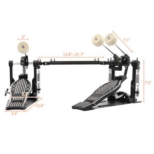 Pedale Professionale Doppio per Grancassa con Martello in Feltro di Lana, Pelle Nera per Batteria, Materiale in Ferro e Alluminio, Pedale Musicale per Kit Batteria, Unità Singola - Product Image 6