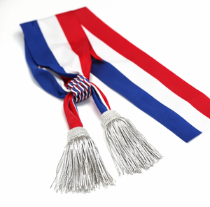 Tricolor Sash Red White Blue Scarf with Silver Tassels Echarpe Tricolore Deputy Style - Product Image 5