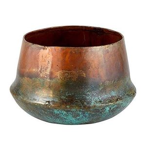 Handmade Copper Tabletop <b>Vase</b> With Bohemian Design And Patina Finish - Product Image 3