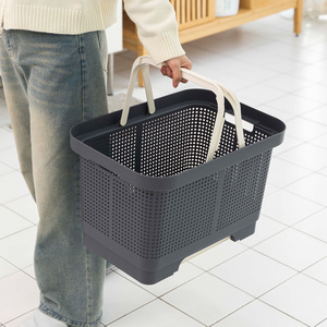 [LIFIST] Panier à linge pliable - 35L - Bac de rangement multi-usages pliable avec poignées (Ivoire / Gris foncé) - Product Image 2