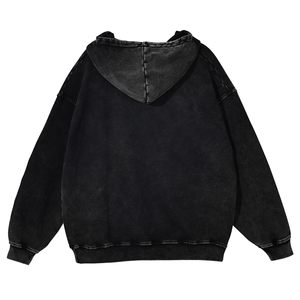 Custom Logo Stone Washed Custom Print Option Hoodie for Men 100% Cotton Black Winter Cotton <b>Fleece</b> Breathable Pullover Hoodie - Product Image 2