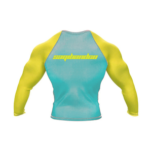 Camiseta Deportiva de Manga Larga para Hombre, Estilo Artes Marciales Mixtas, con Estampado de Corona Azul y Amarilla, Ajustada, de Secado Rápido - Product Image 2
